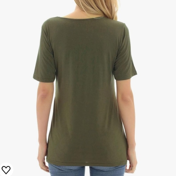 Bearsland NWT Nursing Layered Top Short Sleeve women’s Sz XL‎ DARK GREEN, modal - Picture 2 of 9